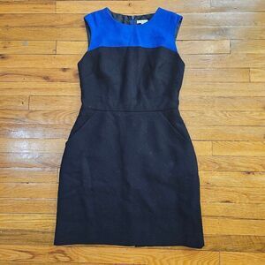 Shoshanna Blue and Black Midi Dress